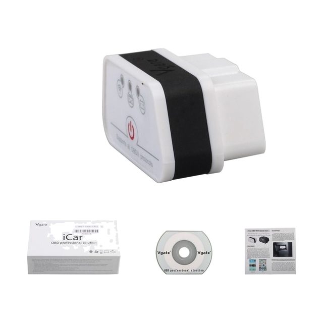Vgate iCar2 wifi met de doos, cd en handleiding
