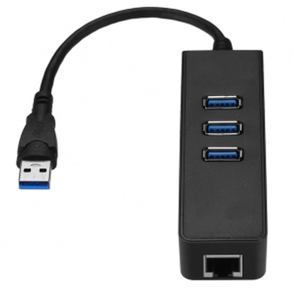 USB 3.0 adapter met 3 poorten en Gigabit Ethernet RJ45