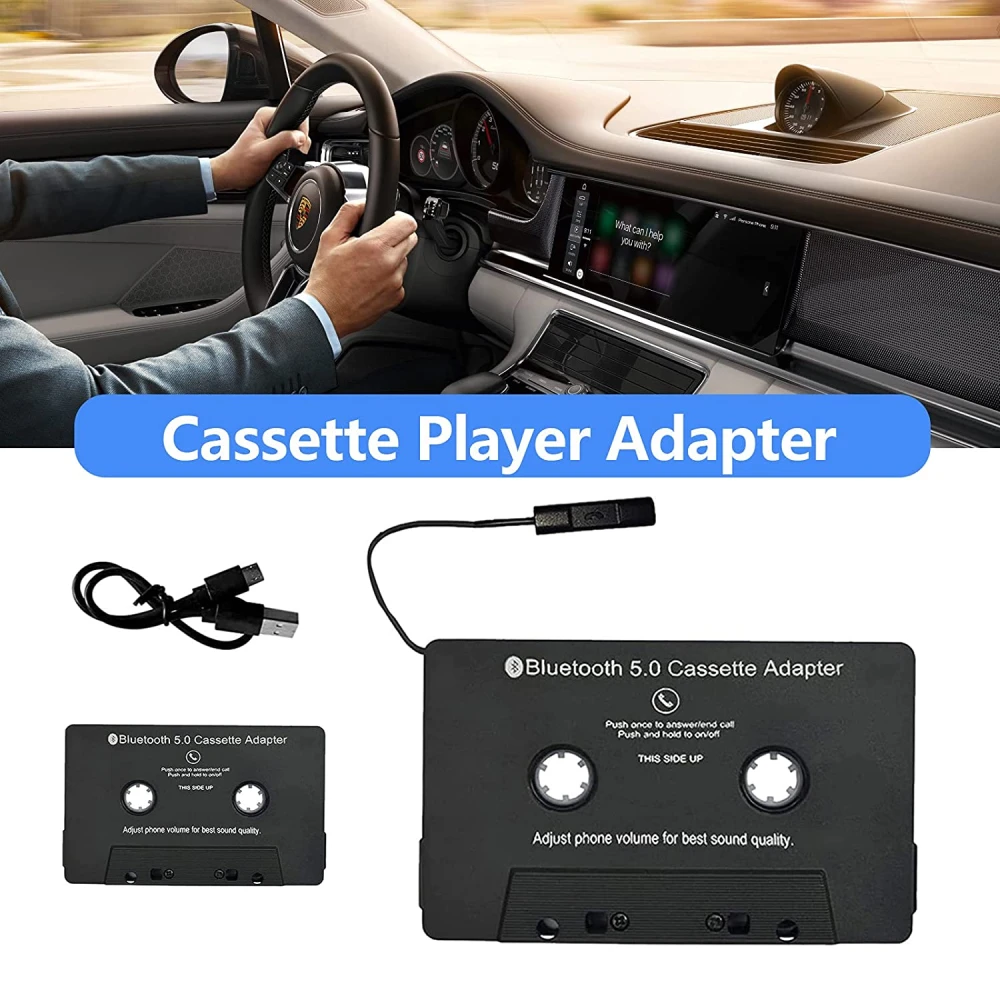 Adaptador de casete bluetooth para coche conectado a un reproductor de casete