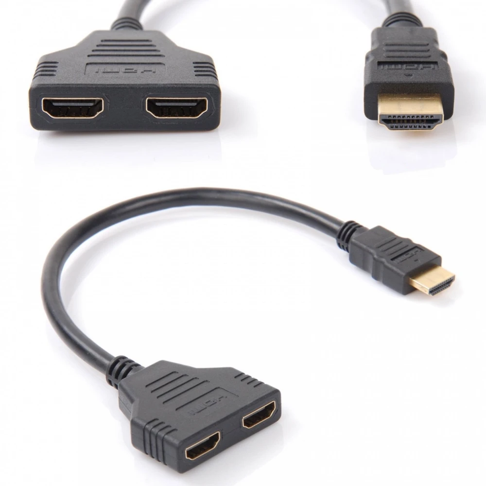 HDMI-adapter male naar 2 HDMI female uitgangen splitter satkit