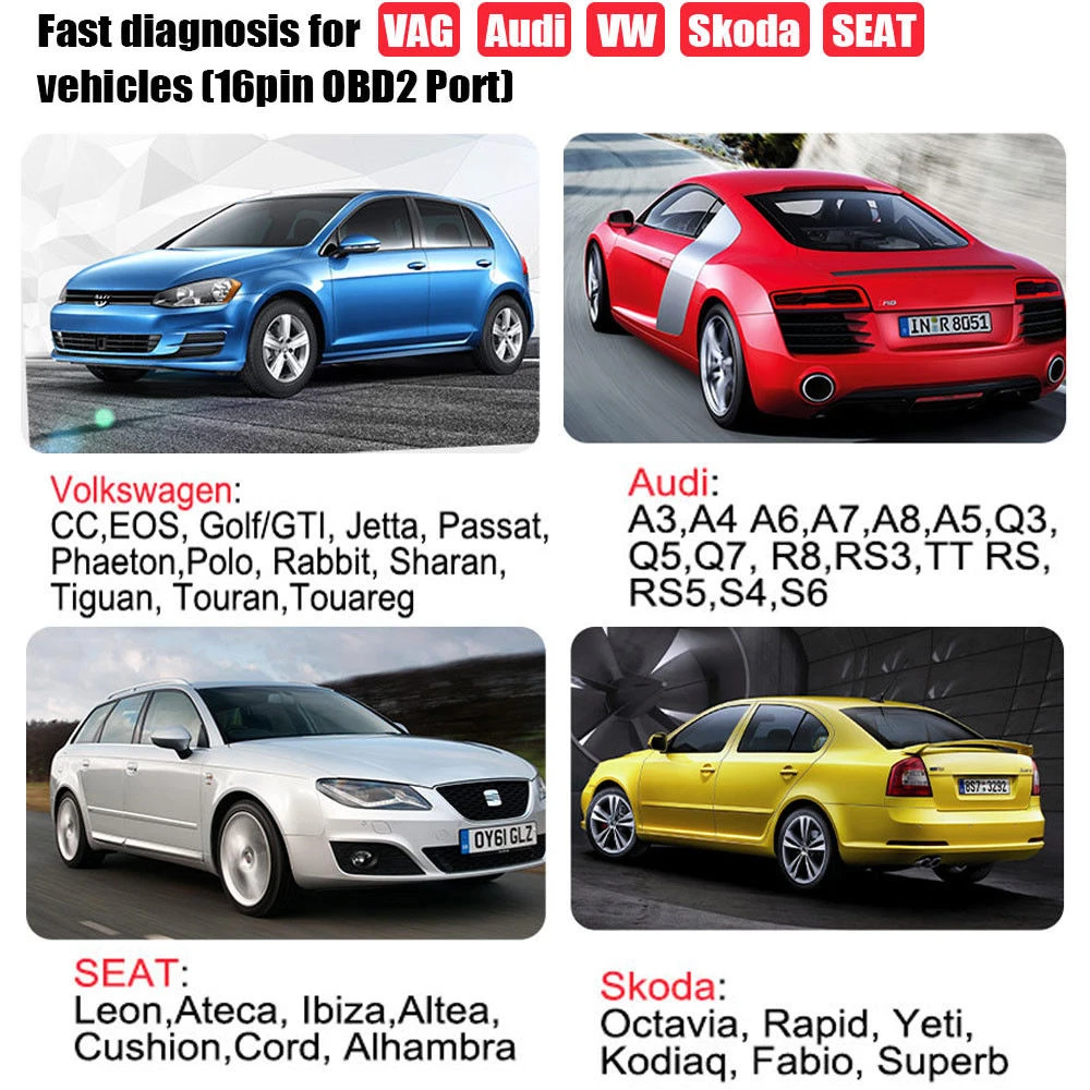 Ancel VD500 OBD2 voor VW, Audi, Seat en Skoda - foutcodescanner