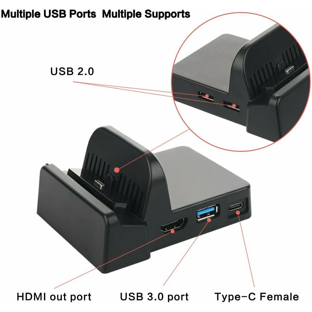 Draagbare dock voor Nintendo Switch - compacte HDMI USB mini dock