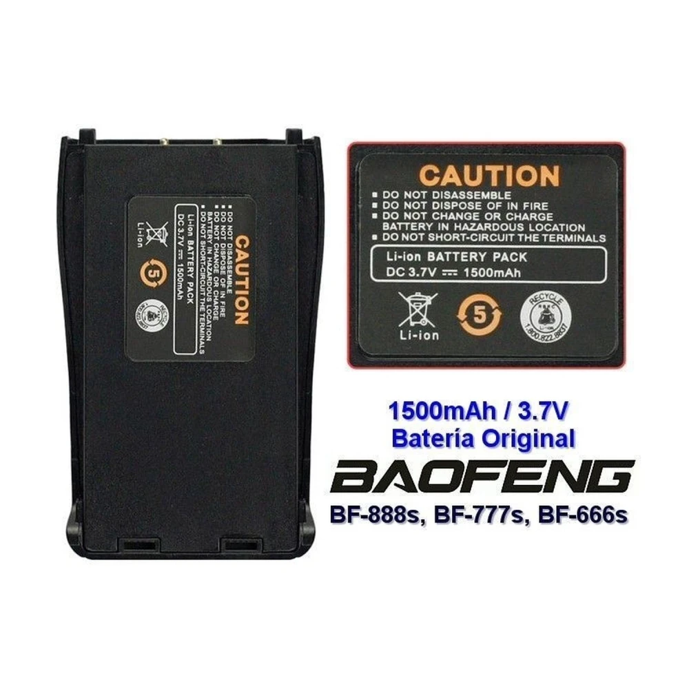 Compatibele Baofeng BF-888S batterij 1500mAh 3,7V voor walkie-talkies
