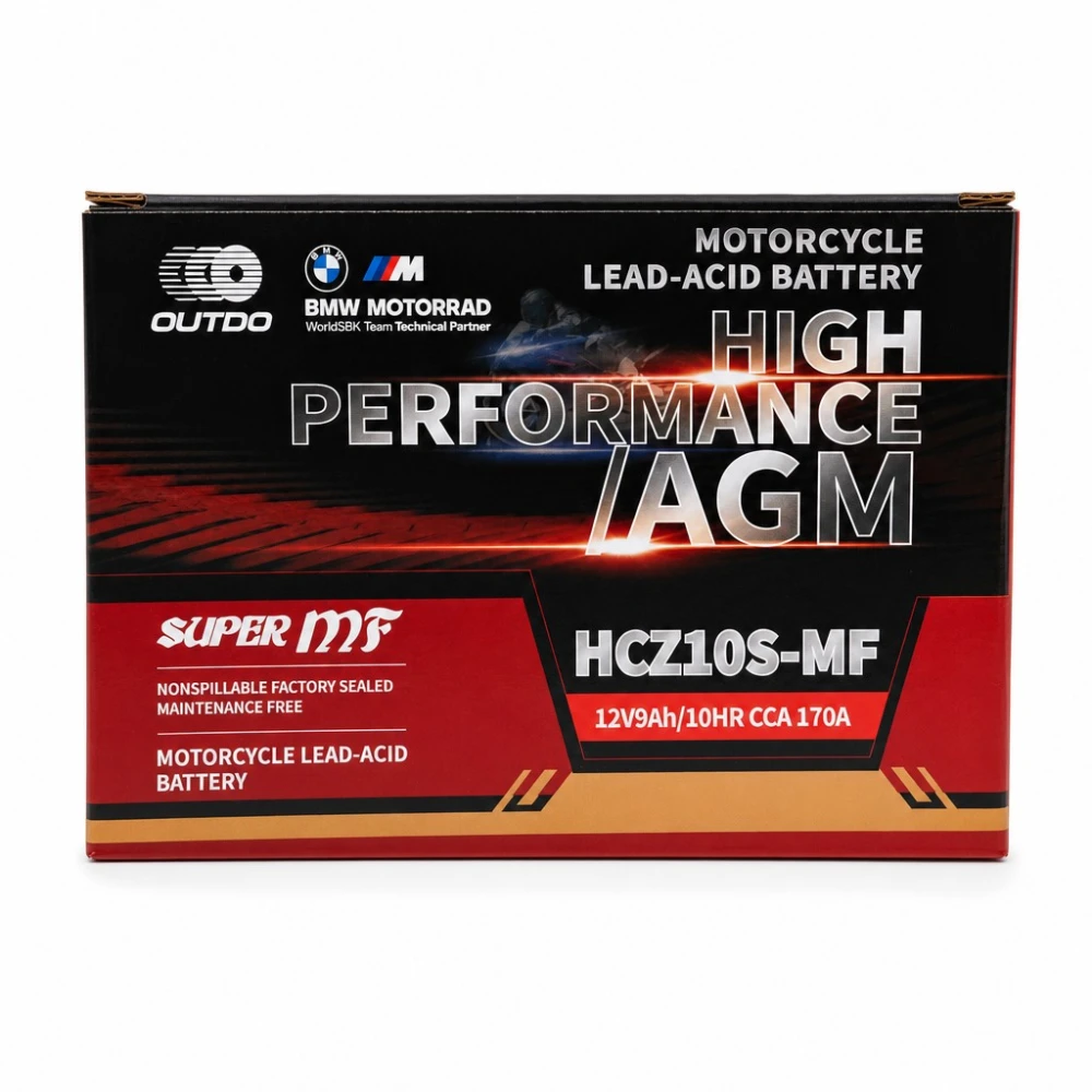 Motoraccu AGM 12V 9Ah OUTDO HCZ10S-MF - Compatibel met Yuasa YTZ10S(-BS) / GTZ10S / ETZ10S