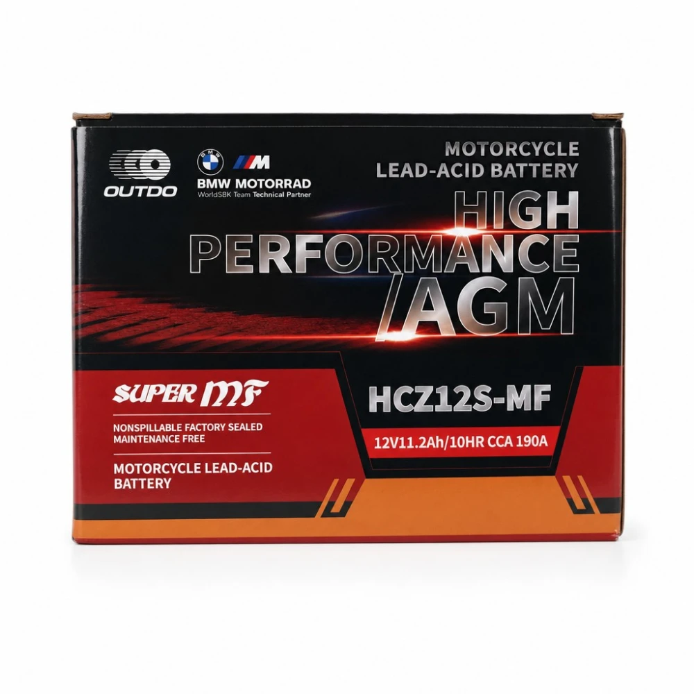 Motoraccu AGM 12V 11.2Ah OUTDO HCZ12S-MF - Compatibel met Yuasa YTZ12S(-BS) / GTZ12S / ETZ12S