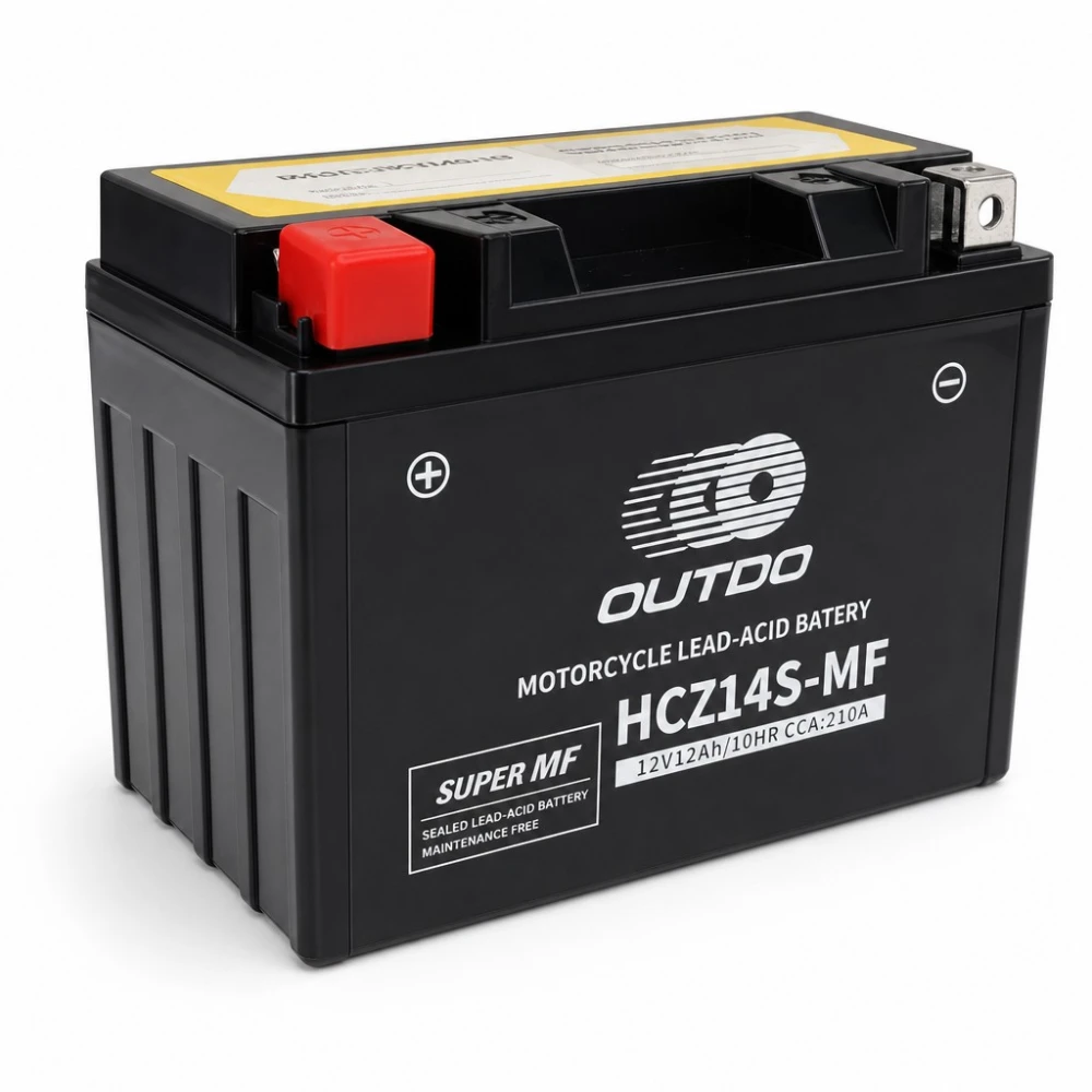 Motoraccu AGM 12V 12Ah OUTDO HCZ14S-MF - Compatibel met Yuasa YTZ14S(-BS) / GTZ14S / ETZ14S