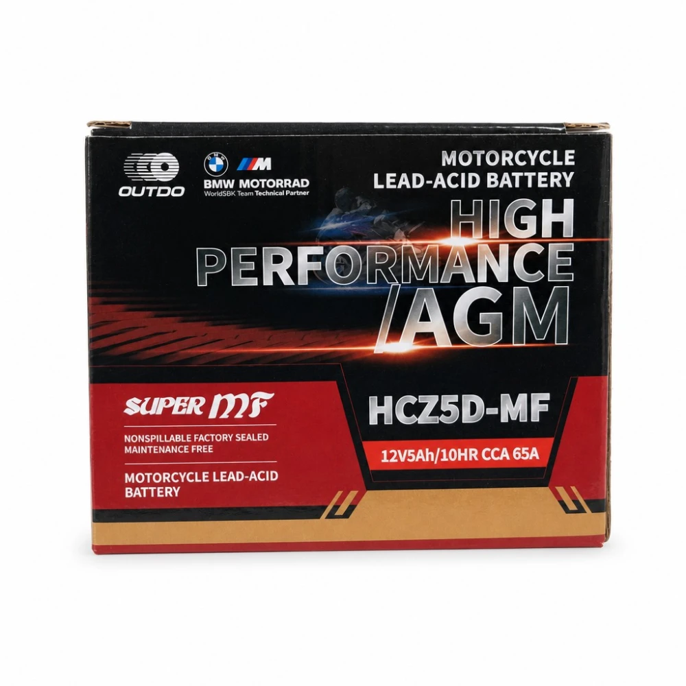 Motoraccu AGM 12V 5Ah OUTDO HCZ5D-MF - Compatibel met Yuasa YTZ7S-BS / GTZ7S / ETZ5L-BS