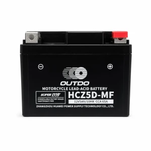 OUTDO Motoraccu AGM 12V 5Ah OUTDO HCZ5D-MF - Compatibel met Yuasa YTZ7S-BS / GTZ7S / ETZ5L-BS