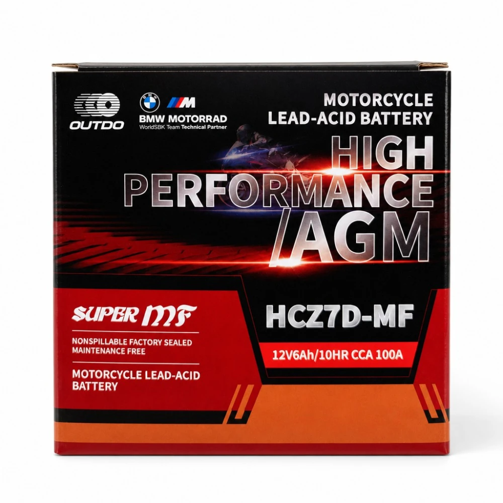 Motoraccu AGM 12V 6Ah OUTDO HCZ7D-MF - Compatibel met Yuasa YTZ7S-BS / GTZ7S / ETZ7S