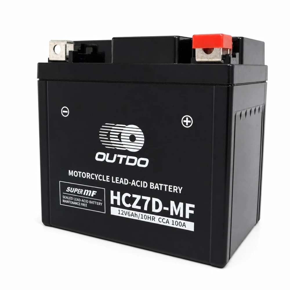 Motoraccu AGM 12V 6Ah OUTDO HCZ7D-MF - Compatibel met Yuasa YTZ7S-BS / GTZ7S / ETZ7S