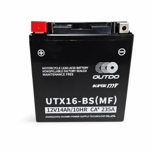 OUTDO Motoraccu AGM 12V 14Ah OUTDO UTX16-BS(MF) - Compatibel Yuasa YTX16-BS / GTX16-BS / ETX16-BS / 16-B