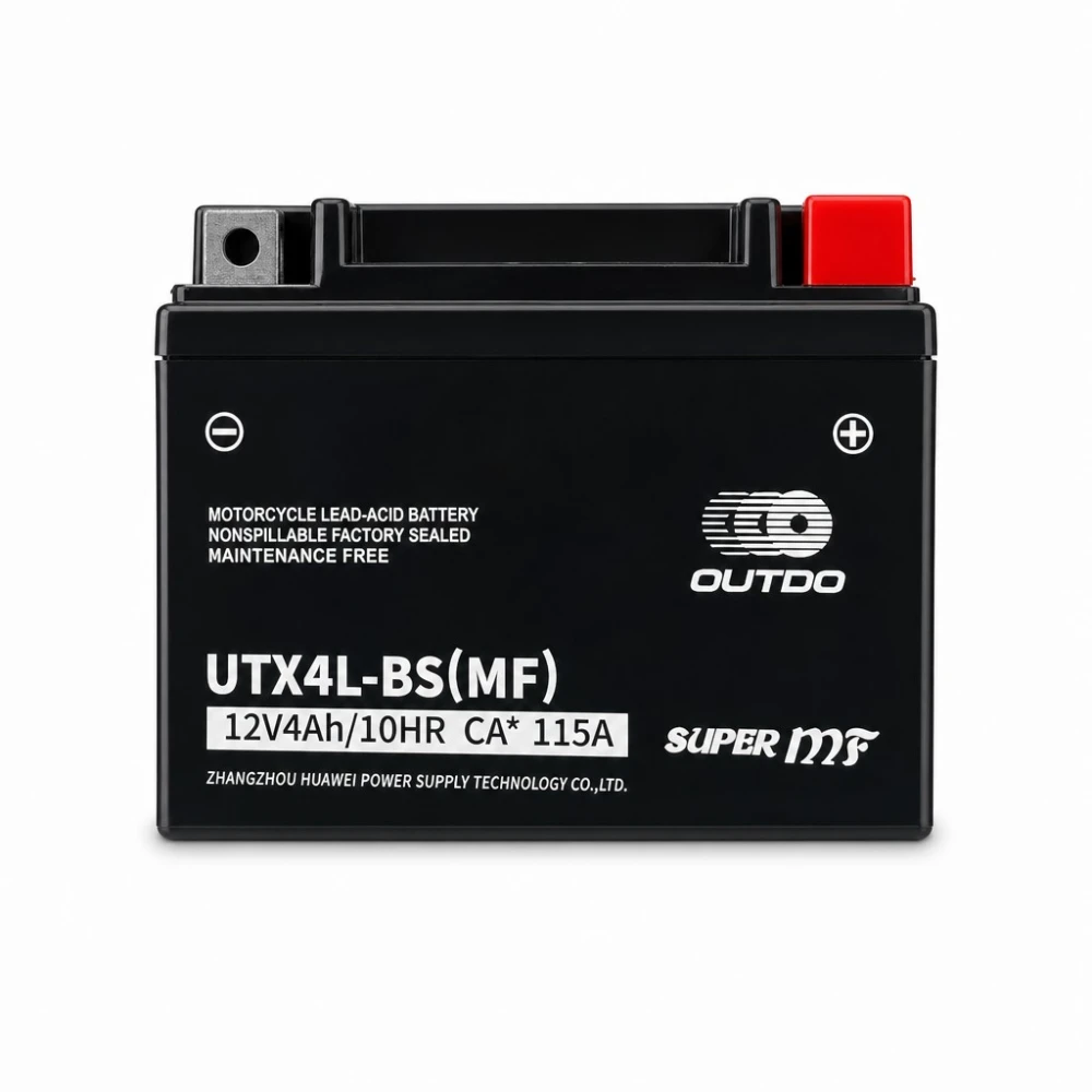 Motoraccu AGM 12V 4Ah OUTDO UTX4L-BS(MF) - Compatibel met Yuasa YTX4L-BS / GTX4L-BS / ETX4L-BS
