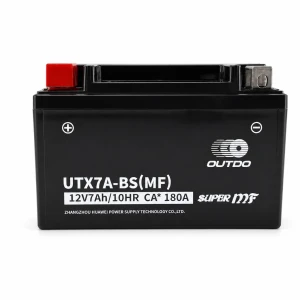 OUTDO Motoraccu AGM 12V 7Ah OUTDO UTX7A-BS(MF) - Compatibel met Yuasa YTX7A-BS / GTX7A-BS / ETX7A-BS