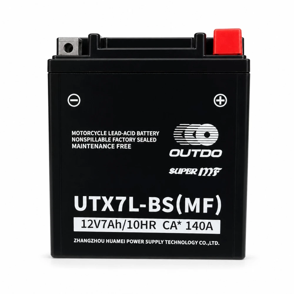 Motoraccu AGM 12V 7Ah OUTDO UTX7L-BS(MF) - Compatibel met Yuasa YTX7L-BS / GTX7L-BS / ETX7L-BS