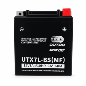 OUTDO Motoraccu AGM 12V 7Ah OUTDO UTX7L-BS(MF) - Compatibel met Yuasa YTX7L-BS / GTX7L-BS / ETX7L-BS