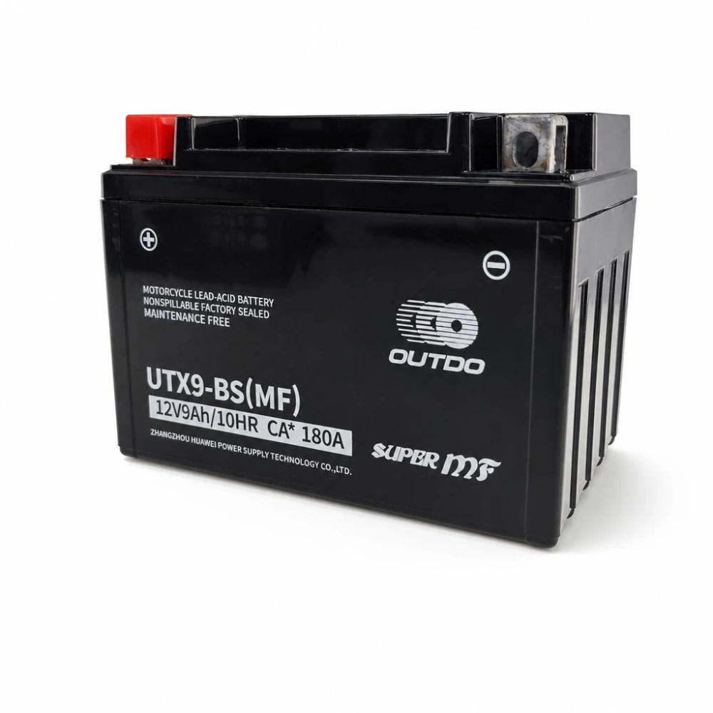 Motoraccu AGM 12V 9Ah OUTDO UTX9-BS(MF) - Compatibel met Yuasa YTX9-BS / GTX9-BS / ETX9-BS
