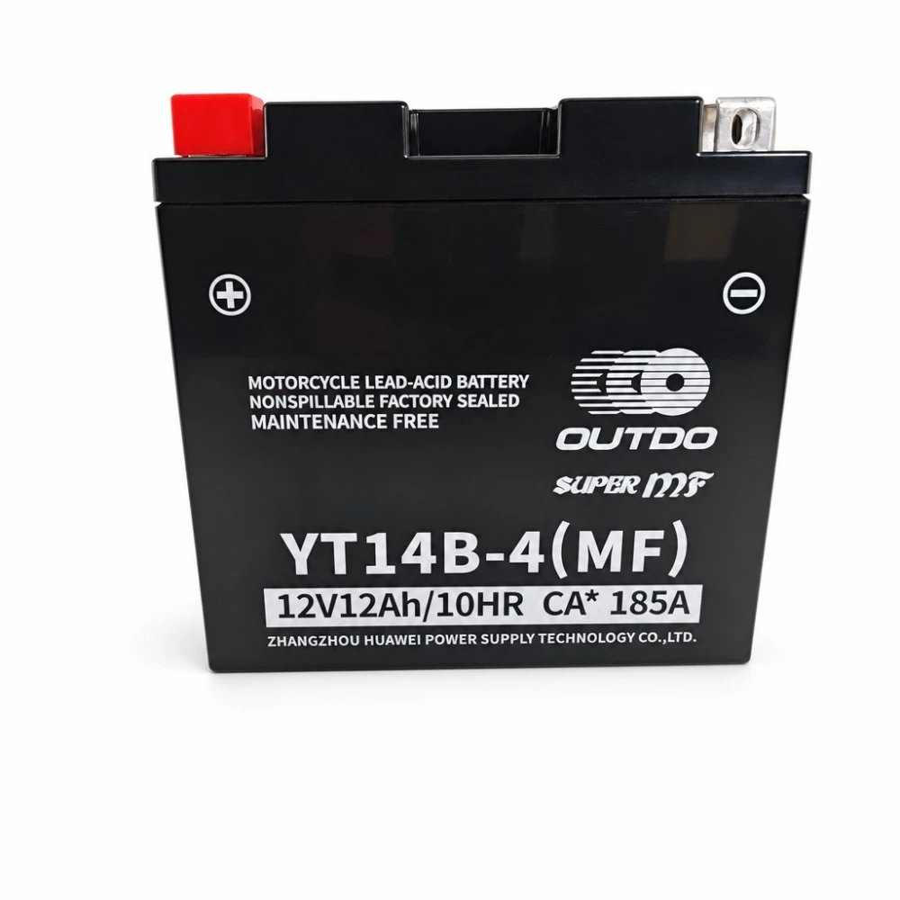 Motoraccu AGM 12V 12Ah OUTDO YT14B-4(MF) - Compatibel met Yuasa YT14B-BS / GT14B-BS / GT14B-4 / ETZ14B-BS / ET14B-4