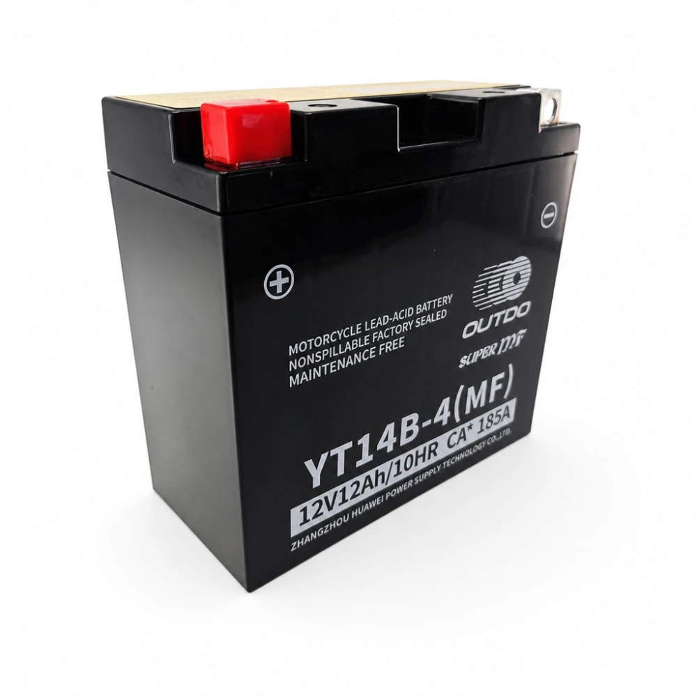 Motoraccu AGM 12V 12Ah OUTDO YT14B-4(MF) - Compatibel met Yuasa YT14B-BS / GT14B-BS / GT14B-4 / ETZ14B-BS / ET14B-4