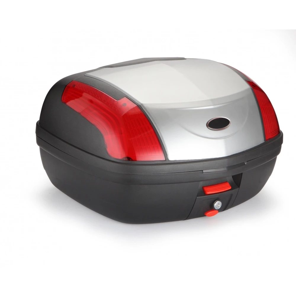 Universele motor topkoffer 46 liter zilver - XXL voor 2 helmen met slot
