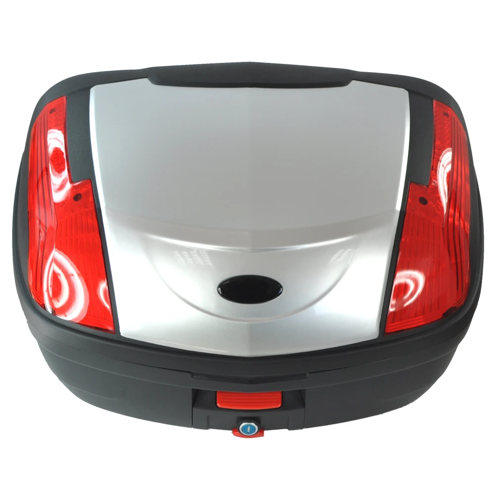 Universele motor topkoffer 46 liter zilver - XXL voor 2 helmen met slot