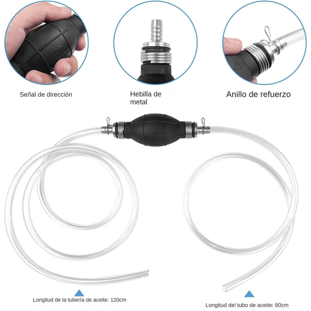 Herramienta de sifón manual para trasvasar gasolina y diésel con mangueras