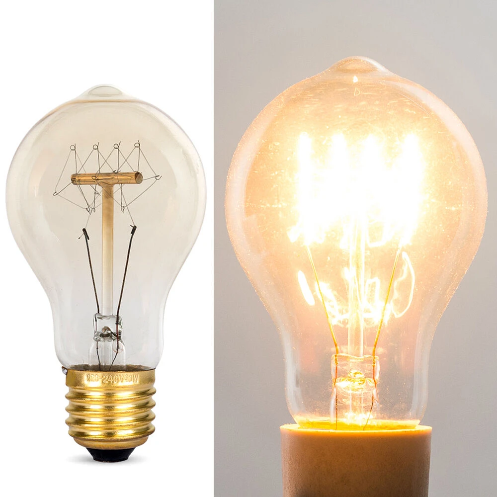Bombilla antigua Edison 40W con filamento espiral para lámpara colgante