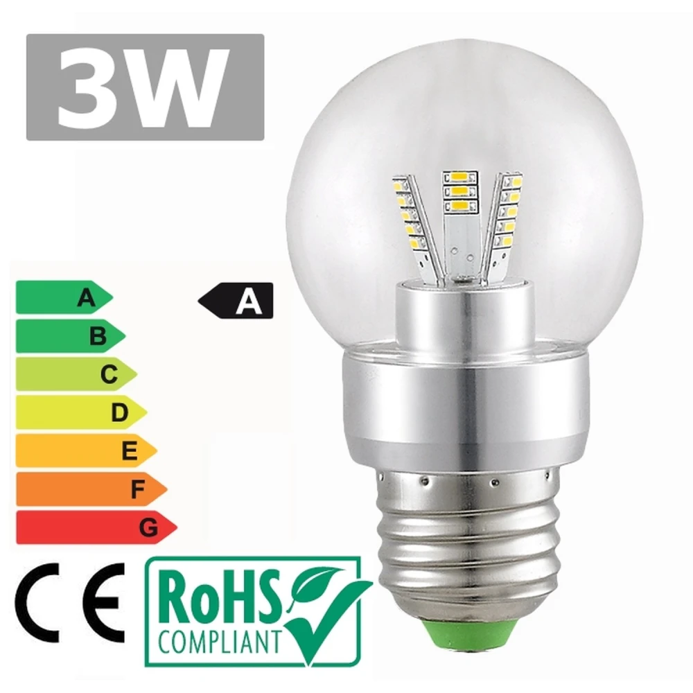 LED lamp E27 3W 6500K 360º helder wit licht en laag verbruik