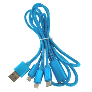 3-in-1 oplaadkabel Micro USB USB-C Lightning 1.2m voor snel opladen