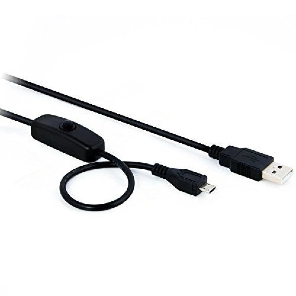 Cable de carga USB con interruptor para Raspberry Pi color negro