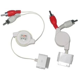 Retractable stereo kabel voor iPod, iPhone, iPad met Dock Connector