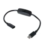 Cable USB-C negro con interruptor para carga controlada
