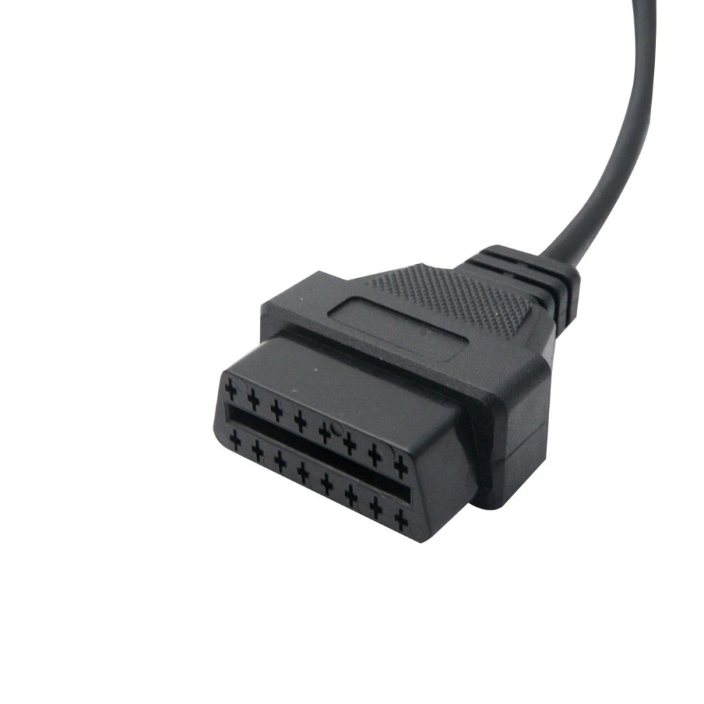 Detalle de conectores 10 pin y 16 pin del cable para diagnóstico BMW moto