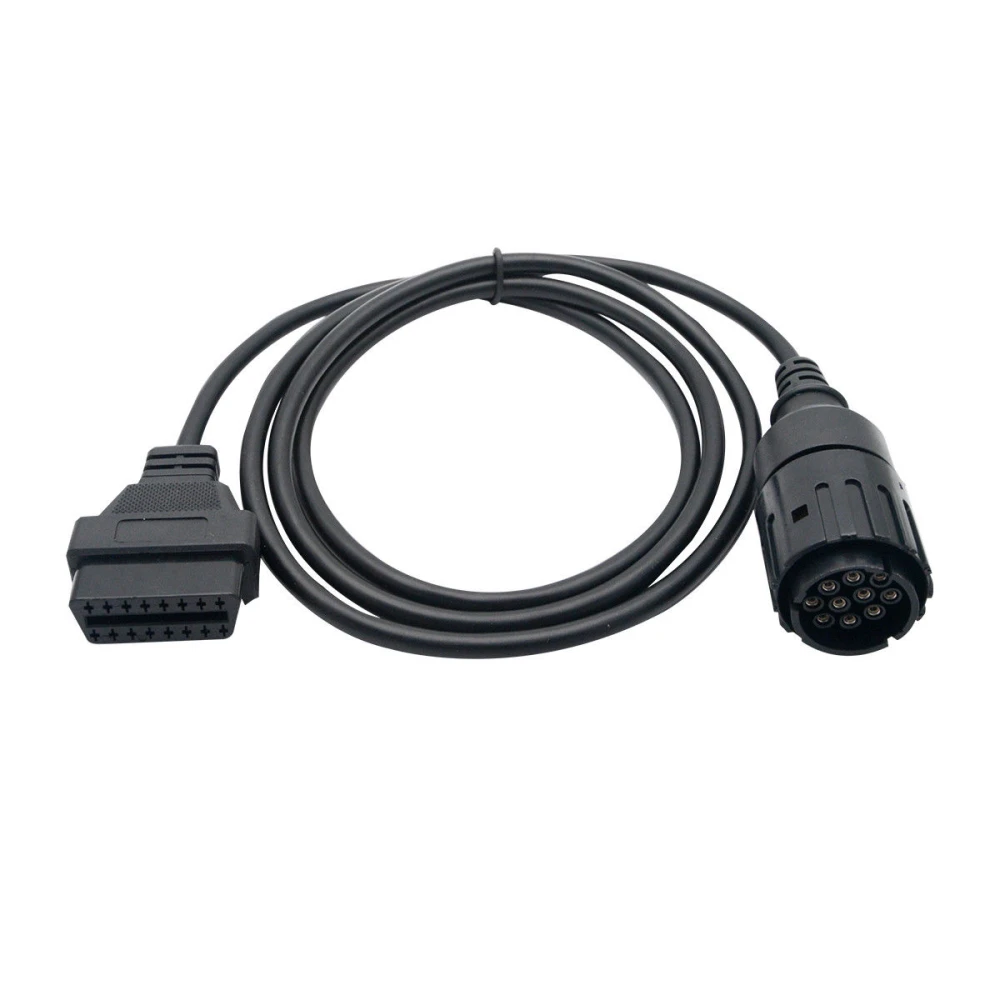 Cable OBD2 para moto BMW mostrando longitud y calidad de materiales