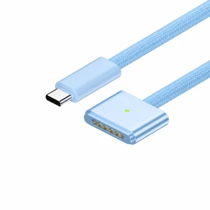 USB-C naar MagSafe 3 140W kabel voor MacBook Pro en Air - 2 m gevlochten, Sky Blue