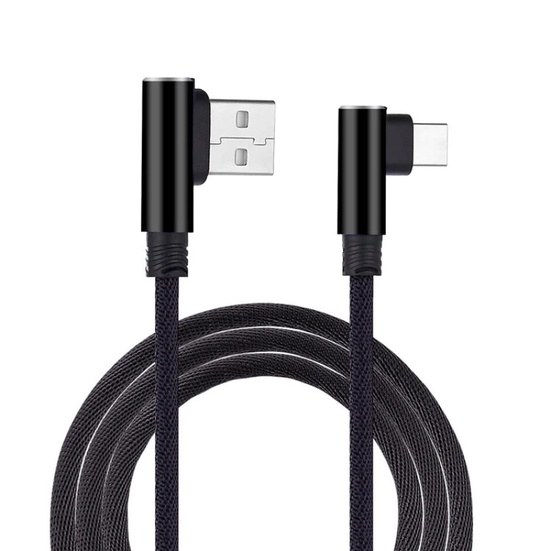 USB-C-kabel voor mobiel, snelladen 1m van sterk nylon en zwart