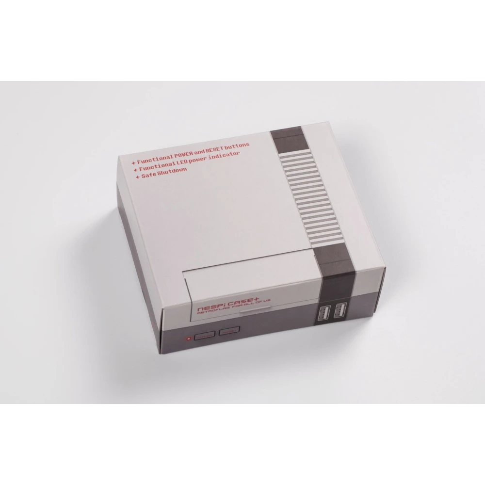 Detalle de botones POWER y RESET funcionales en la caja Retroflag NesPi para Raspberry Pi 3