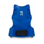 Camilla para taller mecánico con ruedas vista frontal mostrando estabilidad y asa para transporte