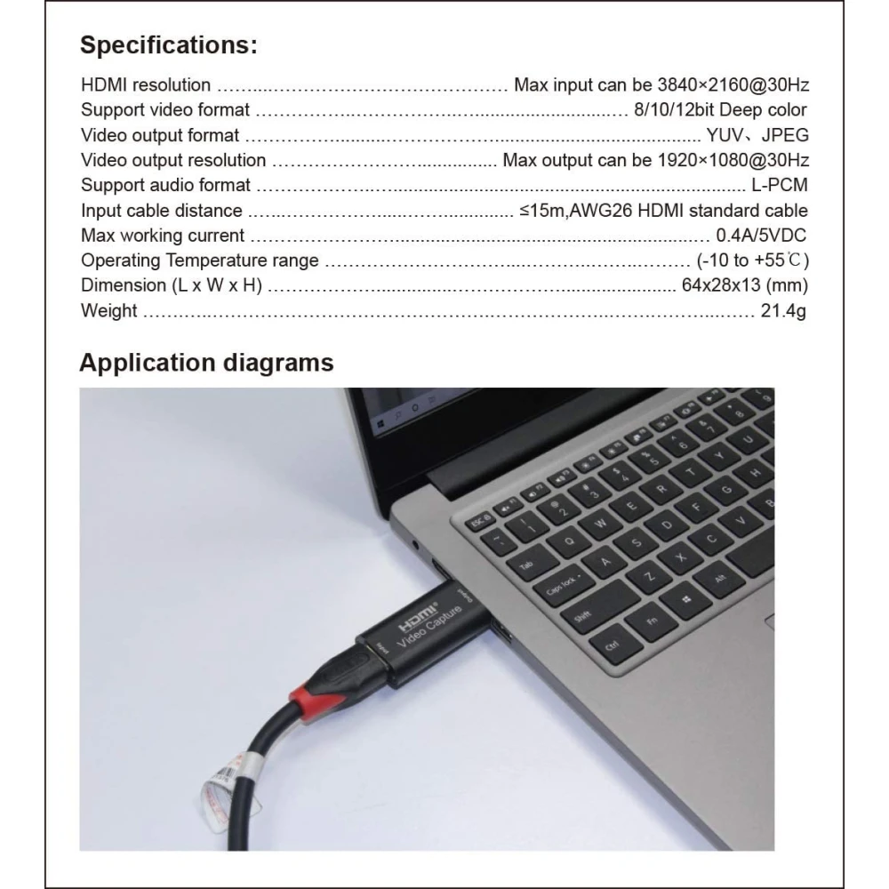 HDMI USB video capture card 1080P voor streaming, gaming en videoconferenties