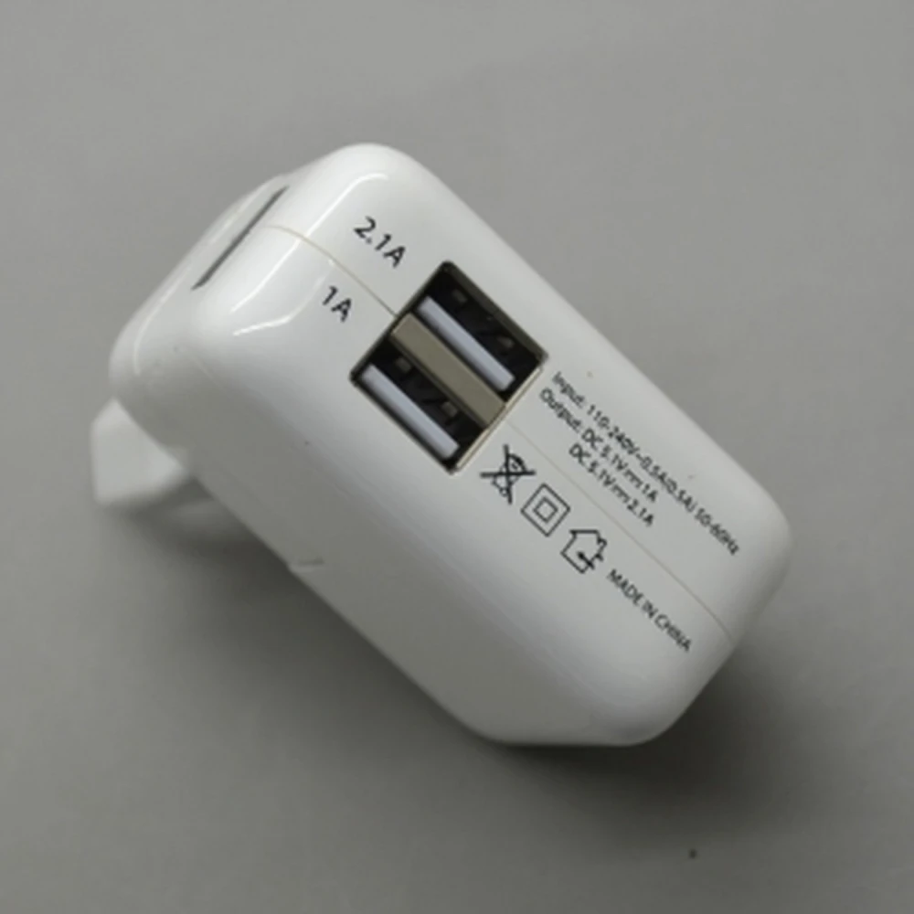 Dubbele USB-netlader 2,1A en 1A voor tablets en telefoons