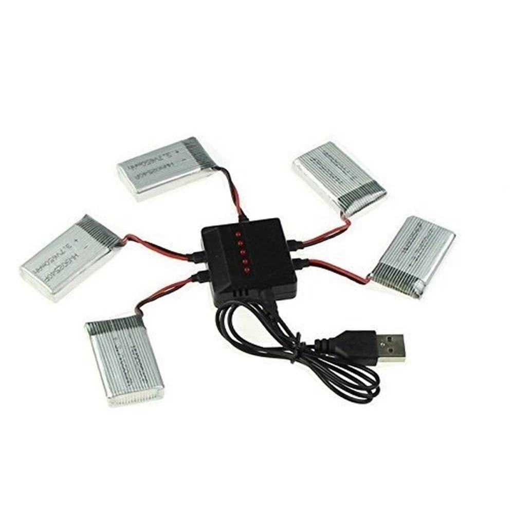 USB-oplader voor 5 batterijen tegelijk voor Syma X5C quadcopter en compatibele modellen
