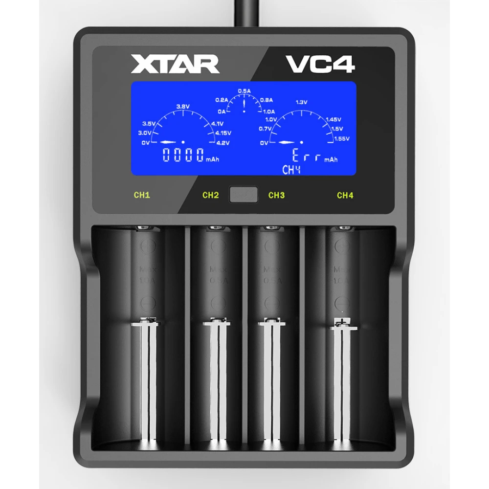XTAR VC4 universele Li-Ion batterijlader met innovatief LCD-scherm