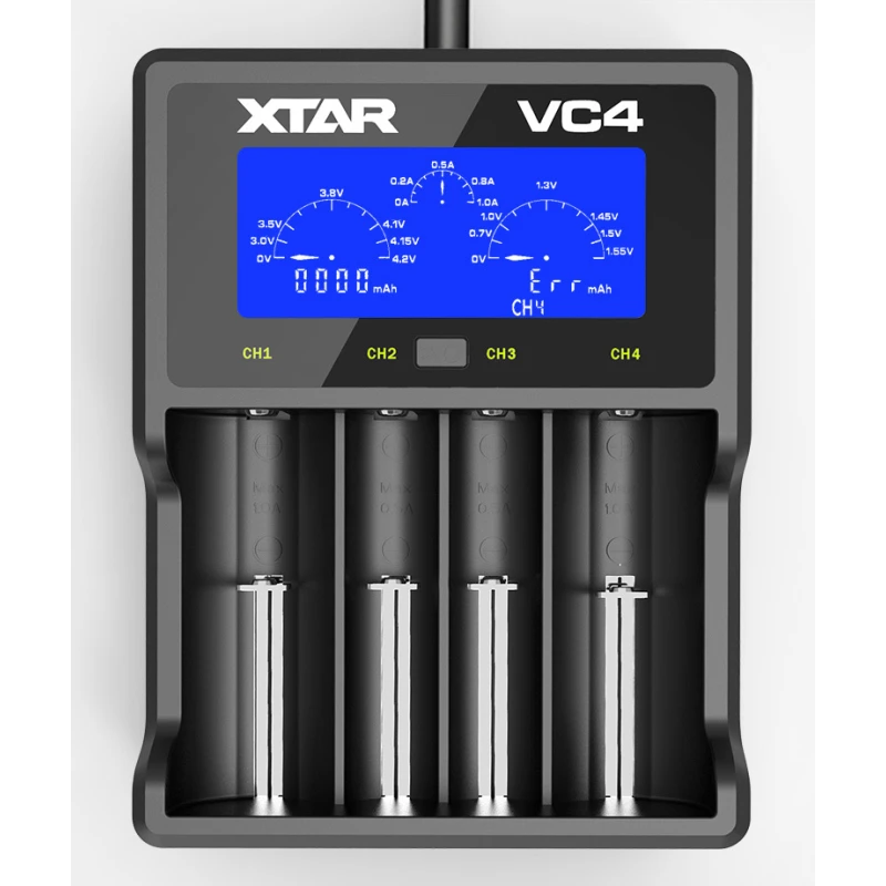 XTAR VC4 universele Li-Ion batterijlader met innovatief LCD-scherm