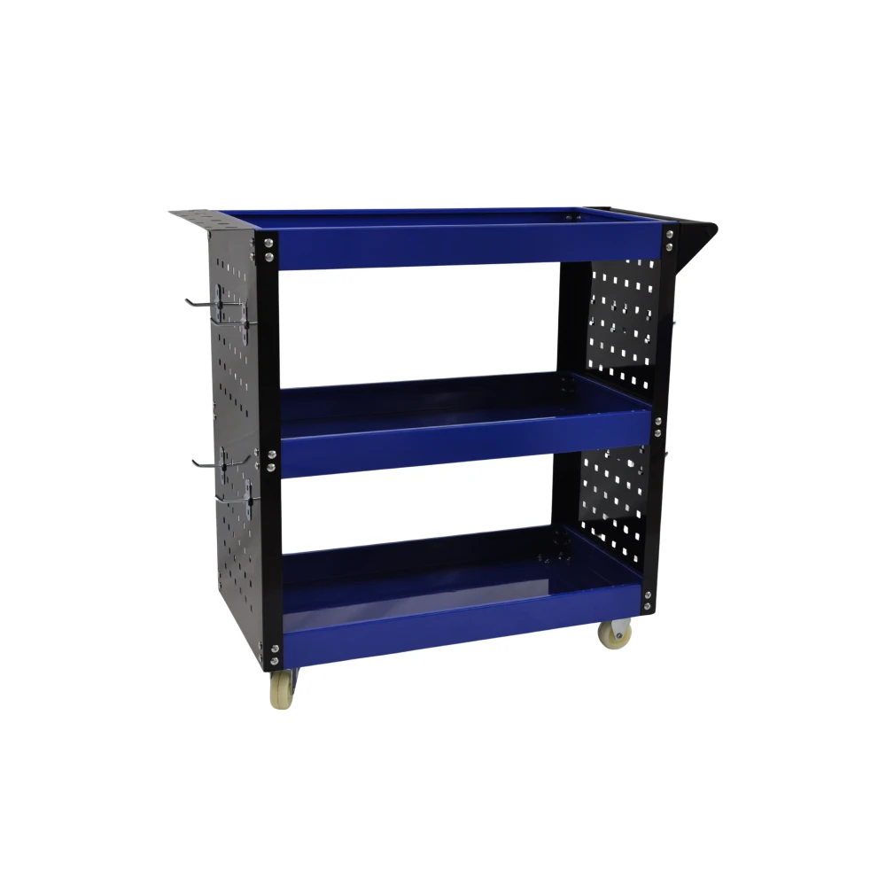 Professionele werkplaatswagen met 3 legborden, zijbakken en haken