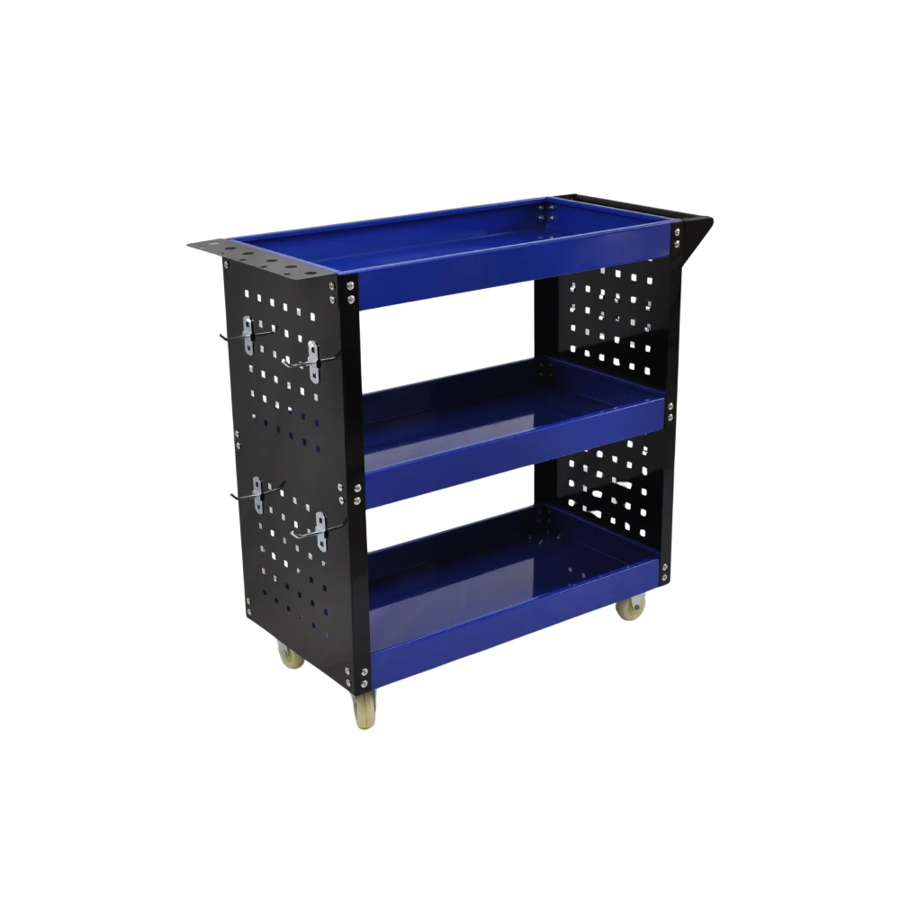 Professionele werkplaatswagen met 3 legborden, zijbakken en haken