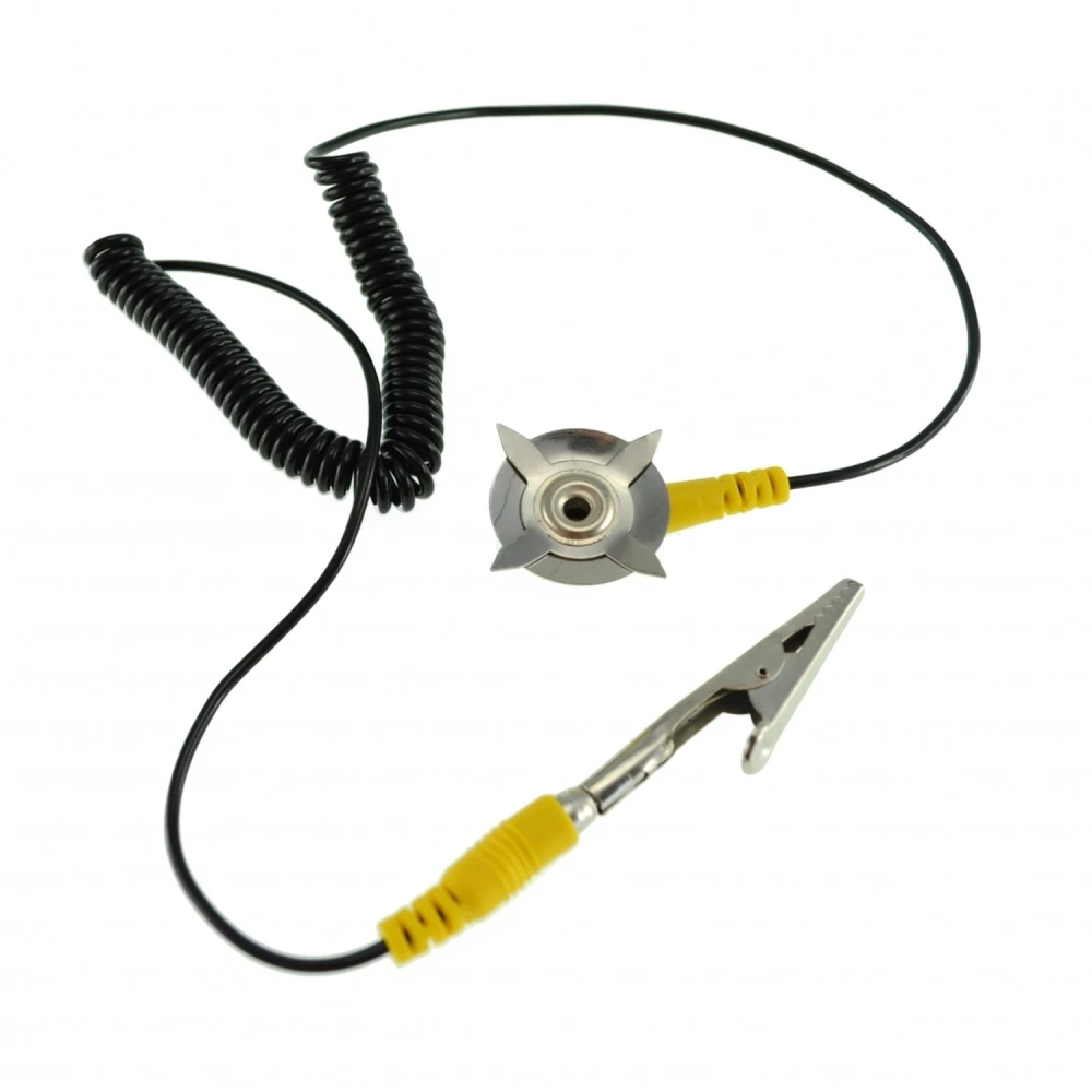 Aardingsconnector voor antistatische mat met klem en 4 mm banaanstekker