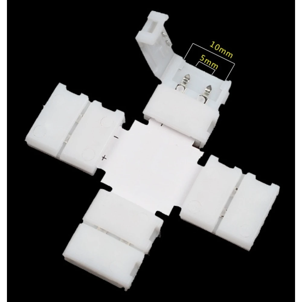 LED clipconnectoren X-vorm 10mm 2 pin 5050 RGB voor LED-strips
