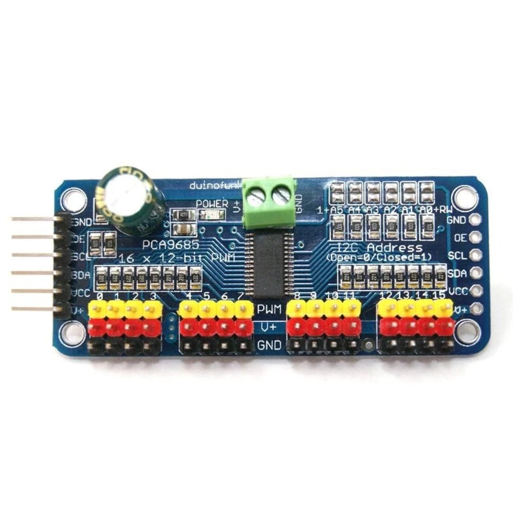 PCA9685 16-kanaals servocontroller 12-bit PWM I2C Arduino