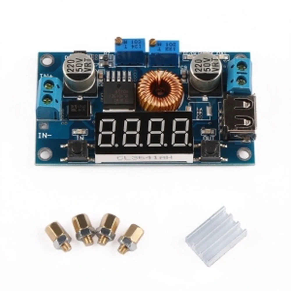 Instelbare DC-DC converter 5A 1.25V-32V met voltmeter en ampèremeter satkit