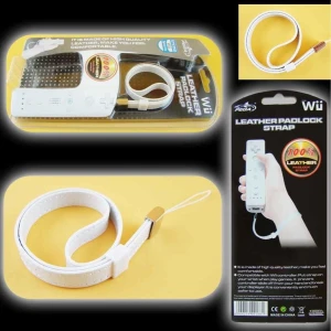 Witte leren polsband voor Wii Remote - officieel accessoire satkit