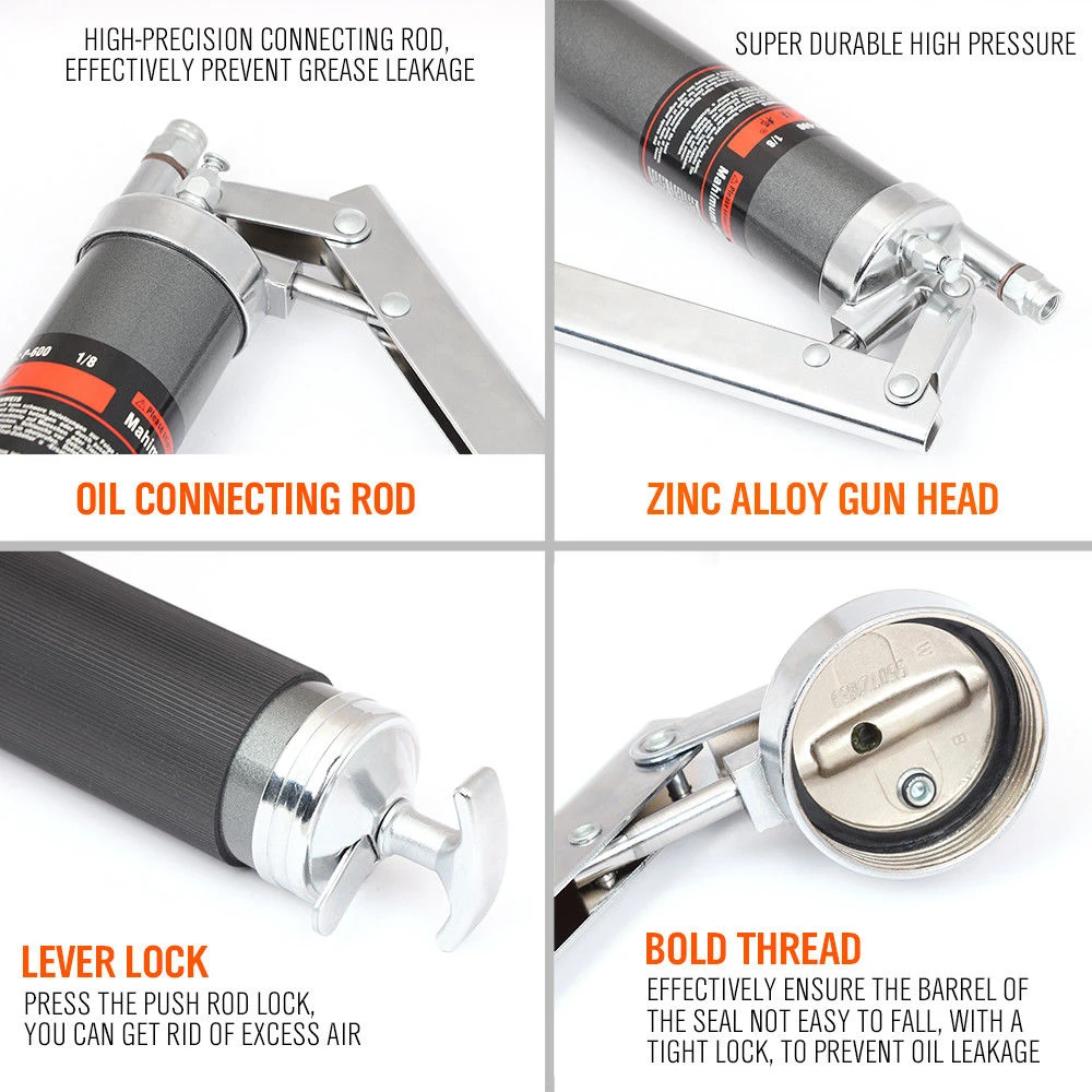 Handmatige vetspuit 600ml met vetpomp en hogedrukslang